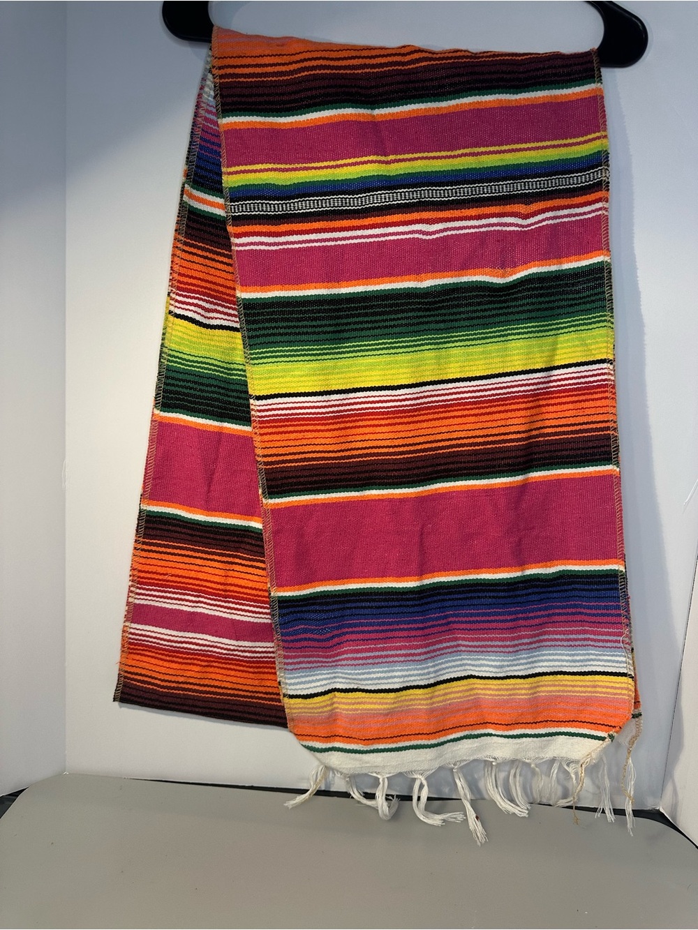 Handwoven Multicolor Mexican table runner - Bright Stripes